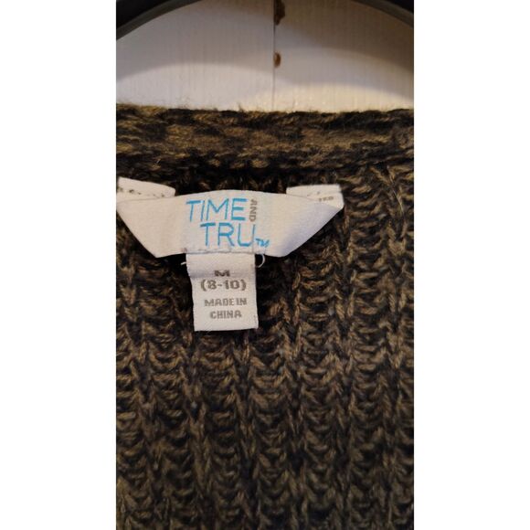 Time and Tru long Dark Green long open front knit cardigan - Picture 4 of 4